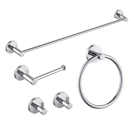 Kibi Circular 5-Piece Bathroom Hardware Set C-KBA14-5CH-1